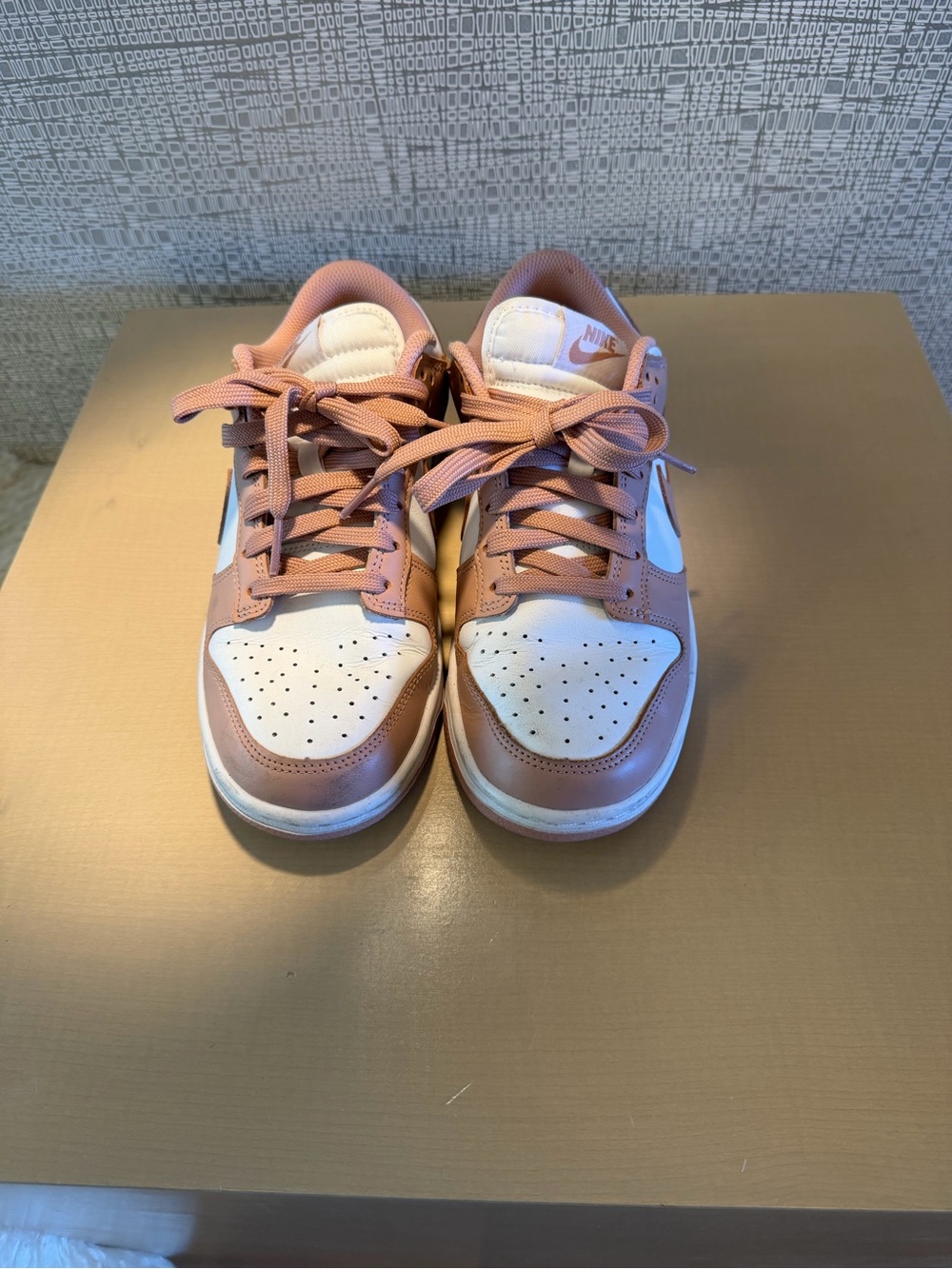 Nike Dunks Low-Top Sneakers in Blush Pink and White